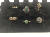 5 sterling silver vintage and modern rings, and one 14k gold filled ring.