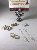 Lot of 5 pairs of earrings with sterling silver