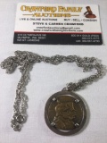 WWI German medal on chain, marked: Gott Mit Uns 1914 - Enig Und Stark, approx 26 inches