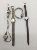 5 antique and vintage women?s watches. One 10k gold filled. Elgin and more.
