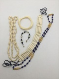 5 pieces of bone and antique bead jewelry.