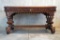 Antique circa 1910 ornately carved wooden Liberty Desk with 1 drawer and lion design