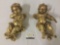 Hanging gold painted set of cherubs playing instruments, approx. 14x8x7.5 inches.