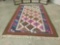 1920s Persian wool rug w/fringe , dynamic colors & striking patterns, approx. 84x45 inches.