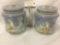 2 Italian colorful lidded ceramic jars painted designs woman & flowers, Approx. 8x8x9 inches each