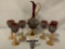 7 piece vintage Italian hand painted red/gold decanter set with 6 matching glasses approx 6 x 14 in.