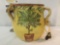 Lippogrifo Italian ceramic two-handled vase w/potted plant & grapevine designs.