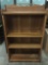Vintage wooden bookshelf with adjustable shelves, approx 11x35x59 inches