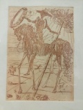 After Salvador Dali 1969 Don Quixote etching signed in plate.