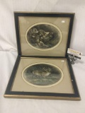 2 antique art pieces of buck and boar. They measure approx 14.5x12 inches.