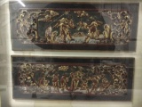 Pair of antique Asian drawer panels in frame. It measures approx 27x23.5 inches.