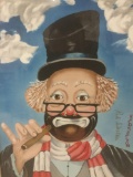 Another Day - framed Red Skelton ltd ed porcelain repro of painting, w/COA, #'d 603/1994, & signed