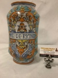 Hand painted Italian S. De Ricino vase signed Dipito-o-Mono N.G. Dervta, approx 7x12 inches.