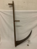 Antique wooden handle Scythe, approx 56x27 inches.