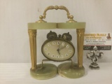 Unique vintage German Goldbuhl mantle alarm clock, sold as is, approx. 6x3x7 inches.