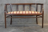 Vintage Italian settee with red and gold floral upholstery. Measures approx 45x29x20 inches.