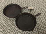 Pair of antique Puritan size 9 and 9A cast iron pans