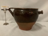 Antique ceramic vase/pitcher w/handle & spout. Approx. 15x10x8.5 inches.