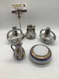 5 pieces of French porcelain & ceramic pieces w/floral & traditional French designs approx. 5x3x5 in