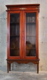 Vintage Italian glass door display cabinet w/ 1 key, approx 11x31x63 inches....