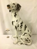 Italian made life size ceramic dog statue of a Dalmatian, approx. 17x15x31 inches.
