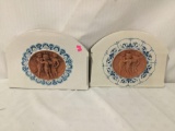 Val Demone Italian ceramic cherub wall art pieces. approx 15x11 inches.