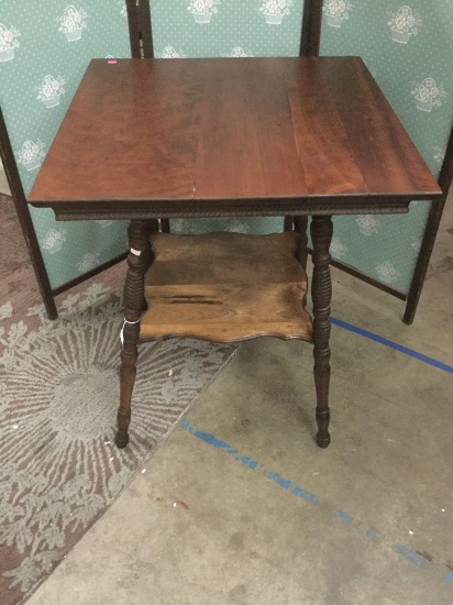 Antique Conrey and Birley table co. oak parlor table. approx 29x24x24 inches.