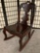 Vintage small wood carved rocking chair, approx 18 x 27 x 30 inches.