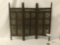 Vintage wood carved folding screen w/ floral/leaf design, approx 38x35 inches. Shows wear, see pics.