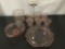 9 pieces of Anchor Hocking pink depression glass in Hobnail, Open Rose Mayfair & Coronation patterns