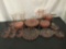 45 pieces of vintage pink depression glass. Largest plate measures approx 10x10 inches.