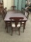 Modern dining table with 8 chairs and leaf. Measures approx 90x42x31 inches with leaf.