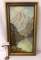 Original framed oil painting of an alpine lake, signed by artist P. Hallar, approx. 15.5x27.5x2.5 in