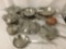 Lot of Legion Utensils copper/ stainless steel cooking pans w/ lids, 13 pots and pans with 6 lids