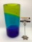 Tall art glass studio vase signed by artist. Measures approx 13x6x6 inches.