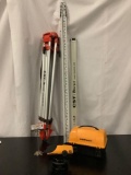 4 piece lot of CST/Berger survey equipment; tri-pod, 2 measuring tools, PAL Series Automatic Levels