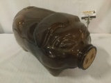 Big glass piggy coin bank w/cork nose - This Little Piggy Went To Market, approx. 21x12x11 inches.