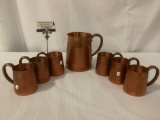 Vintage West Bend Aluminum Co. copper pitcher & six copper cups from West Bend, Wisconsin.