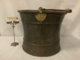 Antique metal pail w/handle. Some wear, see pics. Approx. 15x15x12 inches.