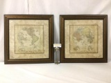2 World Market framed prints from the Terre Orbis Series- maps of the Hemispheres by Michelle Katz