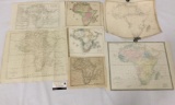 Collection of 7 antique map engravings of Africa. largest approx 18x14.5 inches