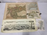 Collection of five vintage map engravings of Turkey and Constantinople. Largest approx 24x21