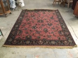 Vintage Karona seamless Wilton wool rug by Mohawk with fringe - shows wear, sold as is