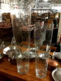 Lot of 2 over-sized glass vases, largest approx 10 x 35 inches.