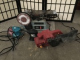 Collection of 4 sanders. Delta, drill master, Makita, and Chicago Electric. Tested and working.