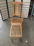 Vintage wood folding patio/deck chair. Measures approx 56x24x27 inches.