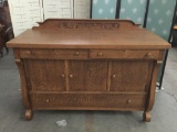 Vintage mission style tiger oak sideboard. approx 60x45x24 inches.