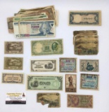 vintage foreign/novelty currency: Japan, England, Brazil, Turkey, Seattle Worlds Fair and more