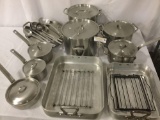 Pro Quality cooking pan lot: Williams and Sonoma roasting pans, Japanese ladle set, Legion Utensils