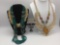 Four pieces of estate jewelry, incl. stone, metal, bead, & plastic necklaces.